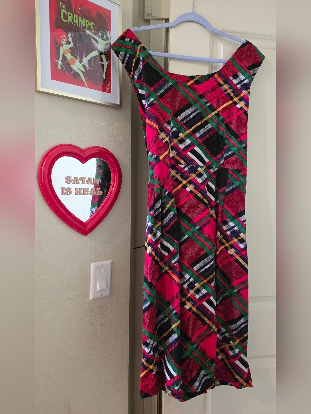 NWT Trashy Diva Bold Plaid A-Line Midi Dress with Belt In Size 20